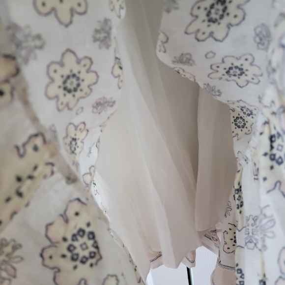 NWT Magaschoni Floral Linen Maxi Dress Cream L Large Summer Flower Cottagecore - Picture 9 of 12